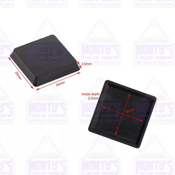 20mm Square Plastic Model Bases for Warhammer 40k, Age of Sigmar, Lord of the Rings, Dungeons & Dragons