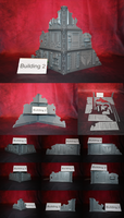 Warhammer Compatible Tabletop Terrain – City Ruins – Large 3 Story Buildings