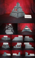Warhammer Compatible Tabletop Terrain – City Ruins – Large 3 Story Buildings